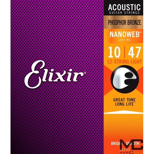 Elixir NanoWeb PB 16152 12-String Light - struny do gitary akustycznej dwunastostrunowej