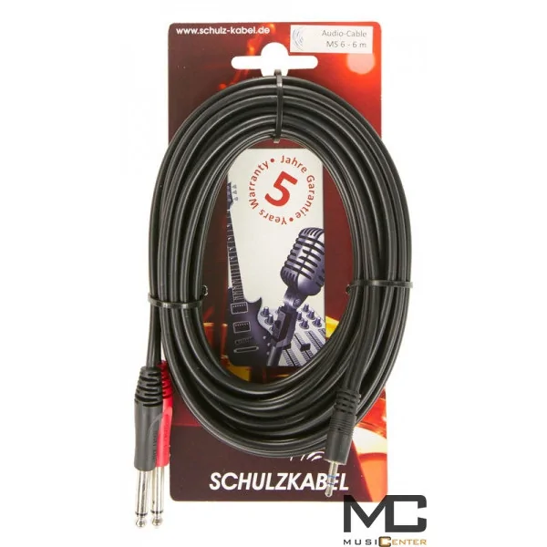 Schulz-Kabel MS 6 - mały jack stereo 3,5mm-2xjack 6,3mm,6m