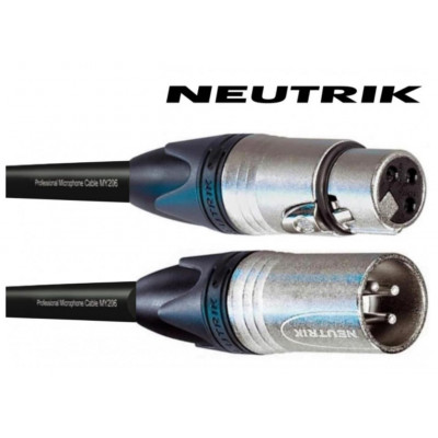 MK206N 1 - przewód mikrofonowy 1m, symetryczny XLR-XLR 1m, złącza Neutrik