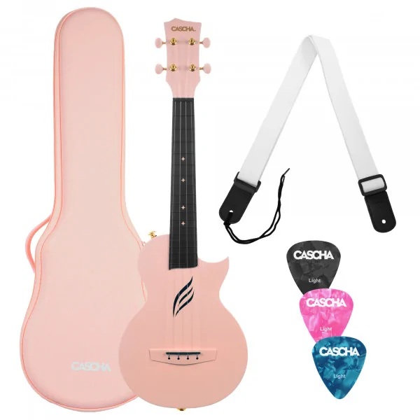 Cascha Carbon Fibre Ukulele Set Pink - ukulele koncertowe z akcesoriami