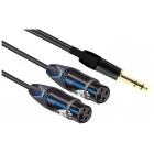 MC Audio IKIAJNXXF 1 - przewód jack stereo-2 x XLR żeński, przewód do wzmacniacza słuchawkowego 1m