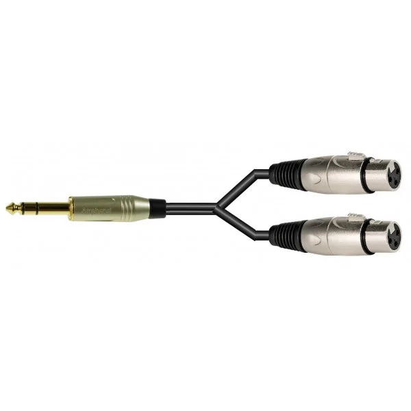 MC Audio IKIAJSXXF 1 - przewód jack stereo-2 x XLR żeński, przewód do wzmacniacza słuchawkowego 1m